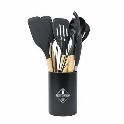 Silicone utensils set with plastic holders big