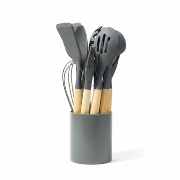 Silicone utensils set with plastic holders big
